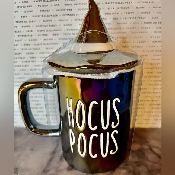 Halloween Hocus Pocus Iridescent Mug with Witch Hat Lid Purples Blues Gold - Picture 6 of 6